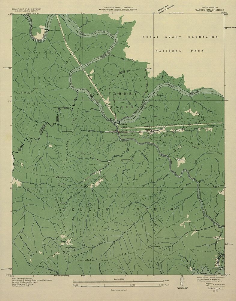 Tapoco North Carolina Tennessee Quad - USGS 1935