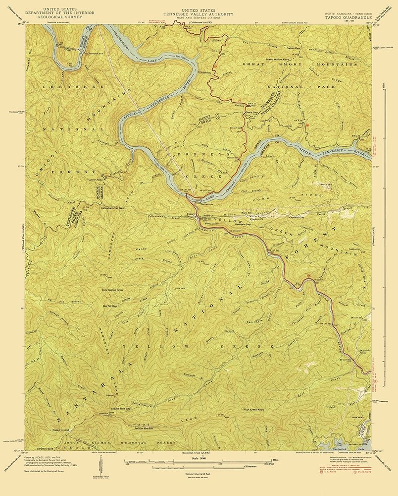 Tapoco North Carolina Tennessee Quad - USGS 1940