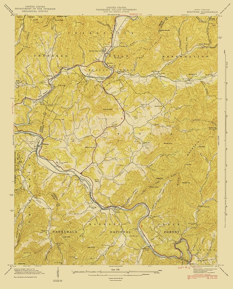 Whittier North Carolina Quad - USGS 1935
