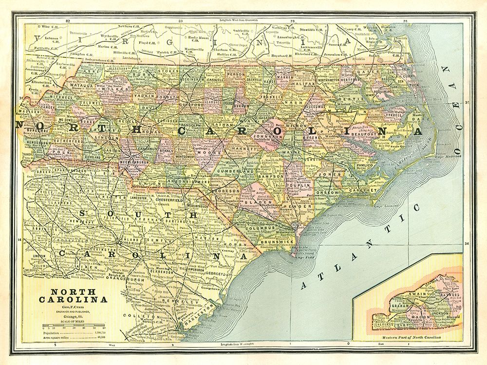North Carolina - Cram 1886