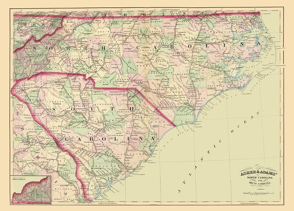 North Carolina, South Carolina - Asher 1872