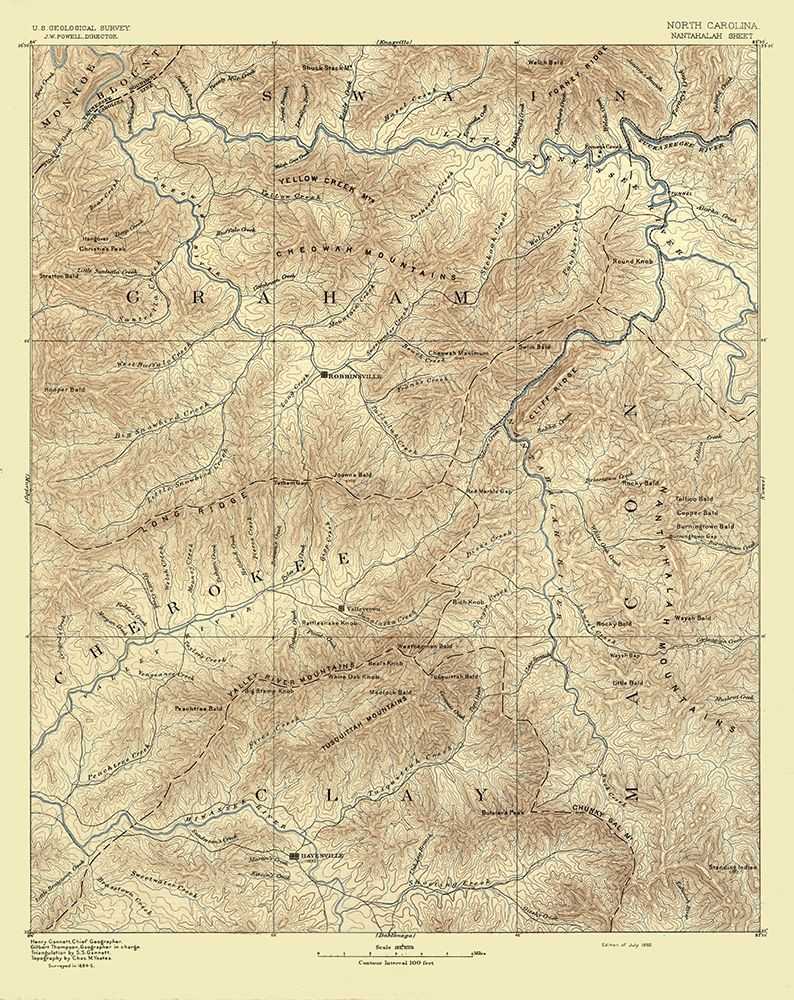 Nantahalah Sheet North Carolina - USGS 1885