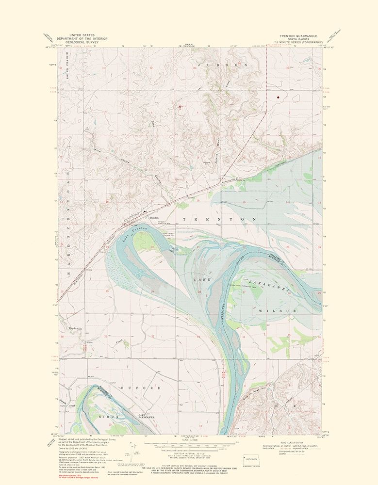 Trenton North Dakota Quad - USGS 1976