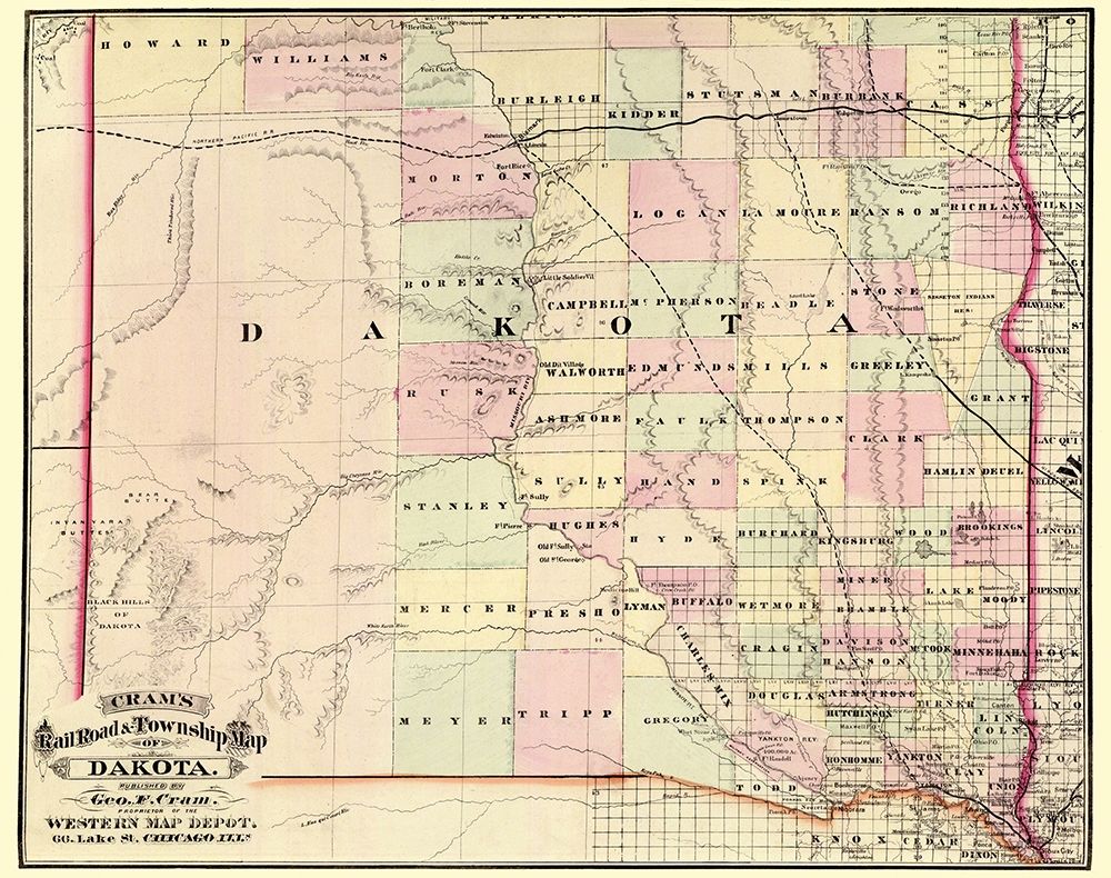 Dakota Territory - Cram 1875