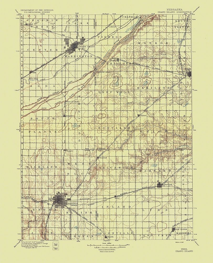 Grand Island Nebraska Quad - USGS 1897