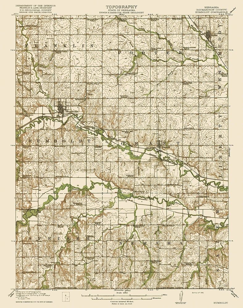 Humbolt Nebraska Quad - USGS 1916
