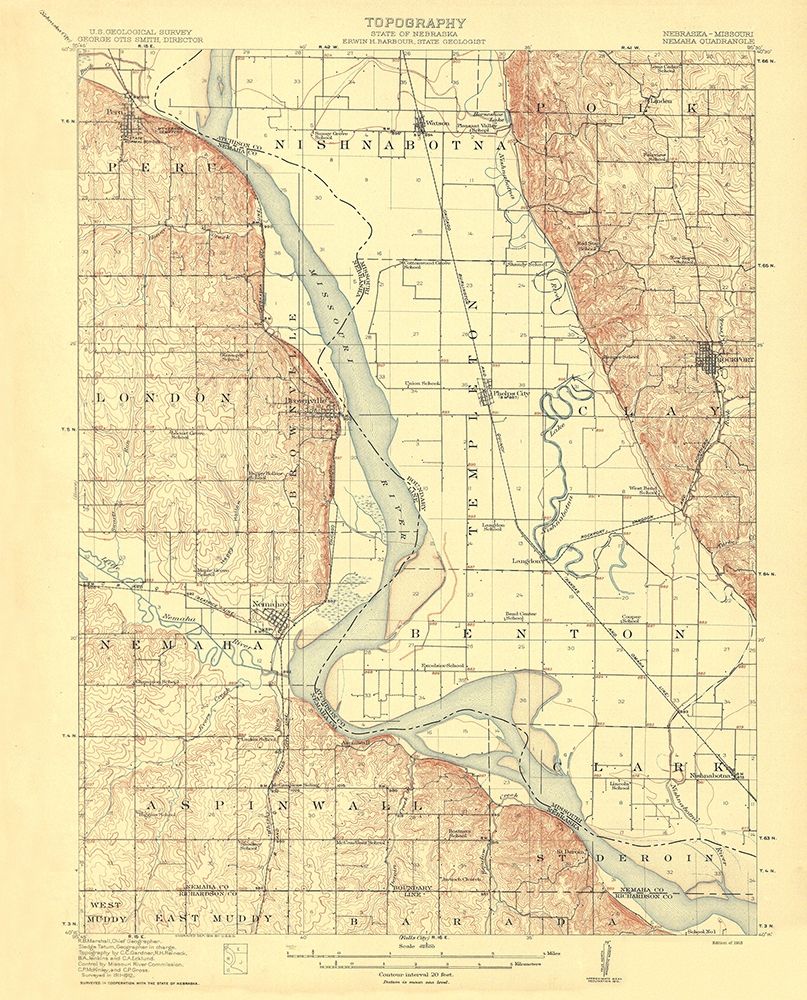 Nemaha Nebraska Missouri Quad - USGS 1914