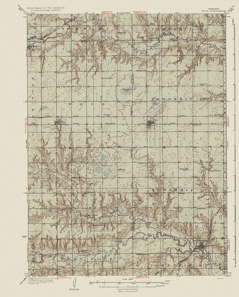 Utica Nebraska Quad - USGS 1934