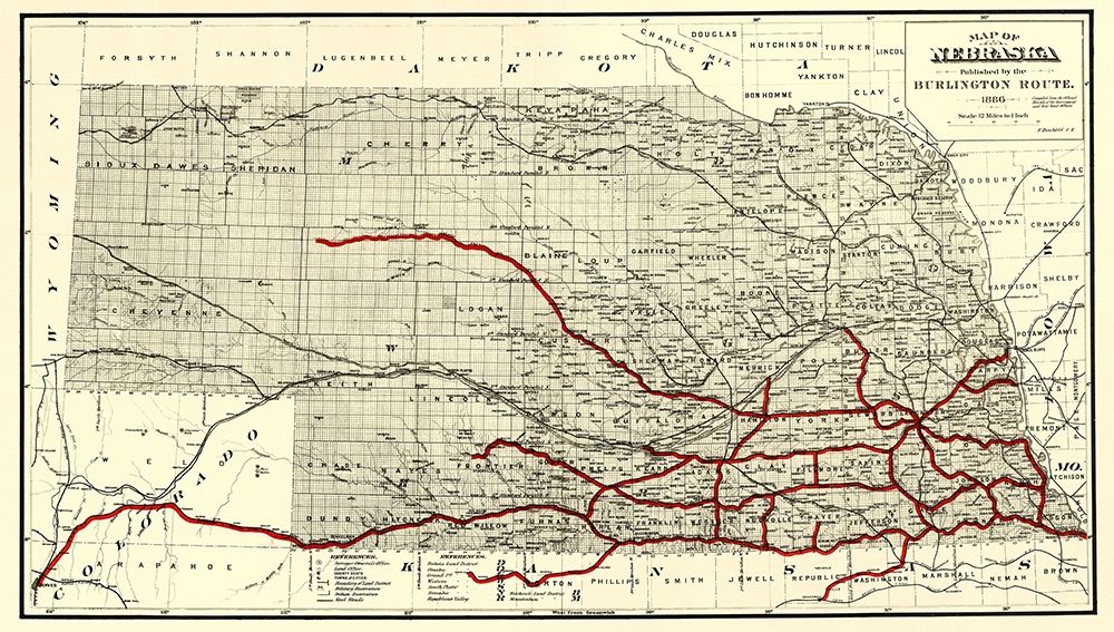 Burlington Railroad Route - Hirschfield 1886