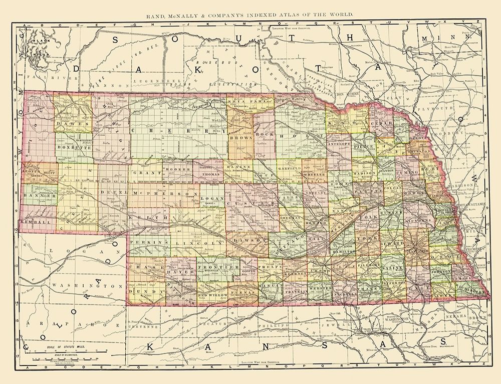 Nebraska - Rand McNally 1897