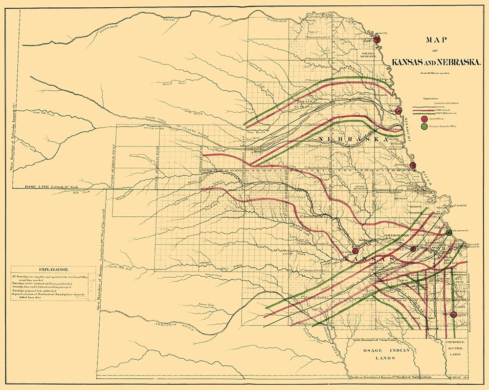 Kansas, Nebraska Railroads - LOC 1865