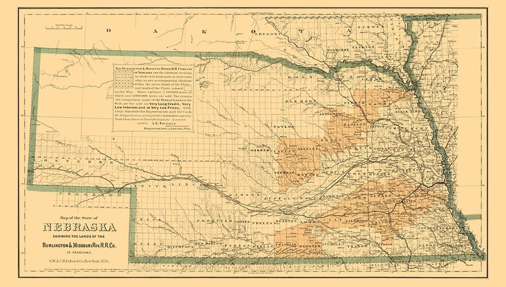 Burlington and Missouri River Railroad  1876