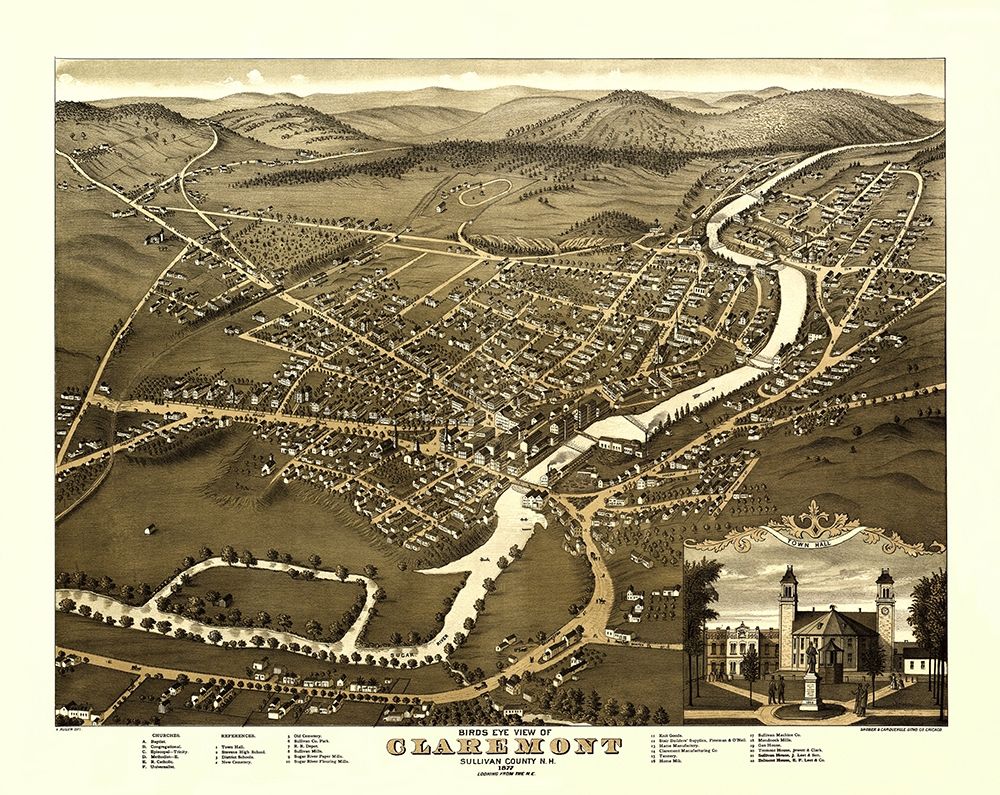Claremont New Hampshire - Shober 1877