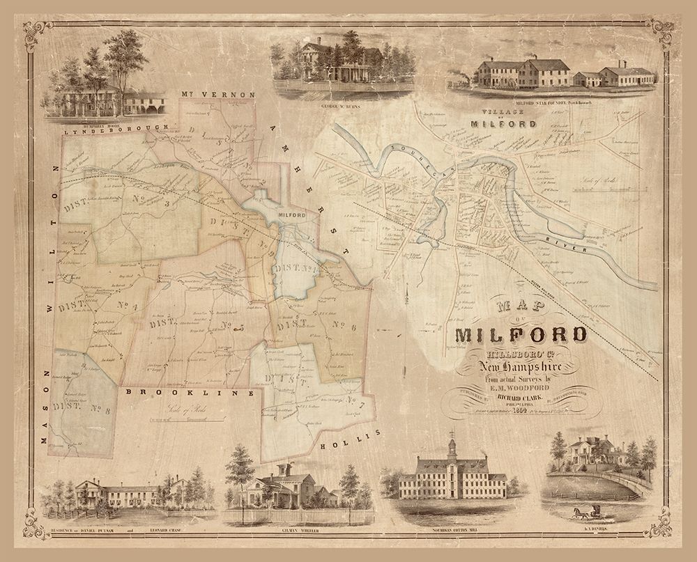 Milford New Hampshire - Clark 1854