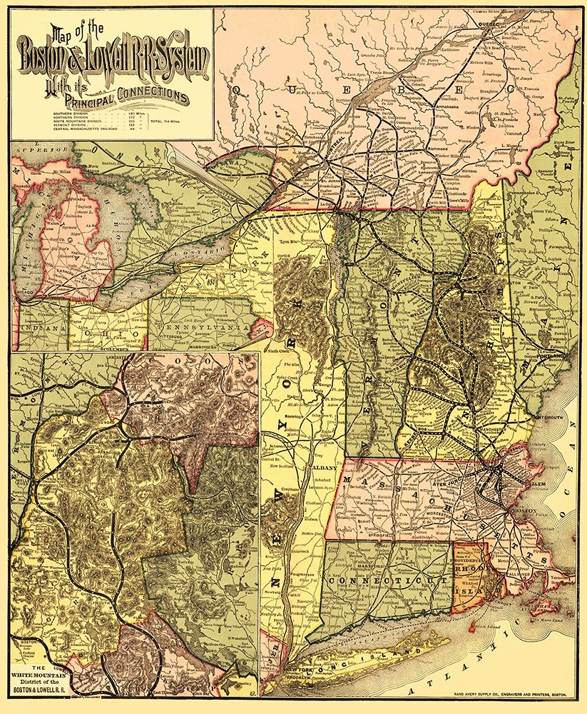 Boston and Lowell Railroad System - Avery 1886