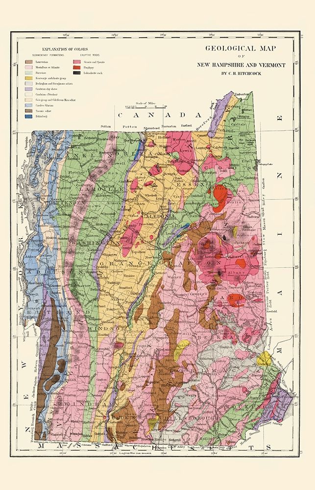 New Hampshire, Vermont Geological - Hitchcock 1877