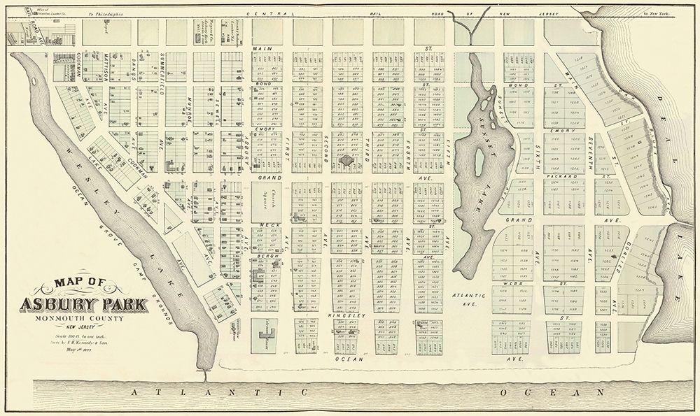Asbury Park New Jersey Landowner - Kennedy 1877