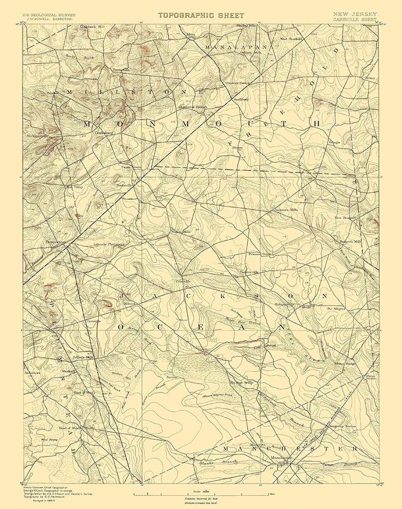 Cassville New Jersey Quad - USGS 1885