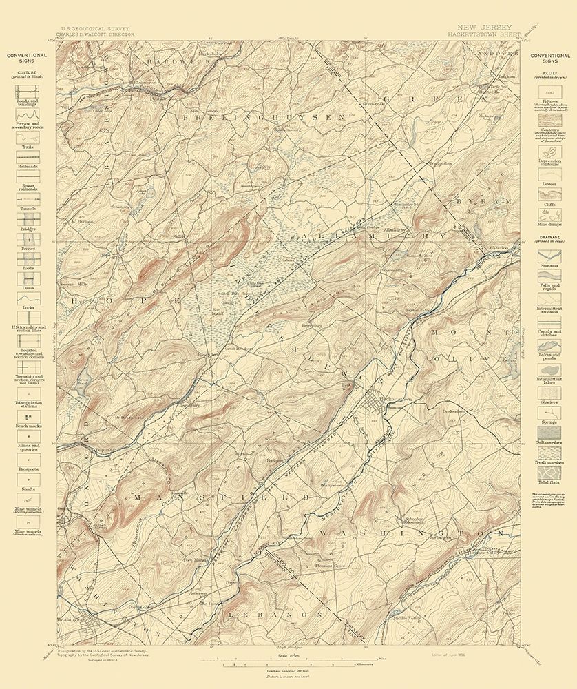 Hackettstown New Jersey Sheet - USGS 1898