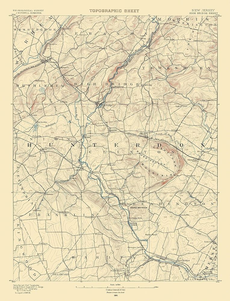 High Bridge New Jersey Quad - USGS 1890