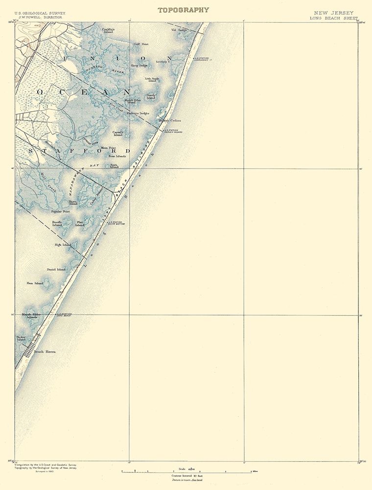 Long Beach New Jersey Sheet - USGS 1883