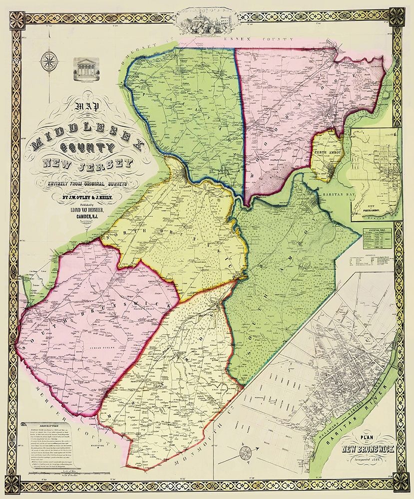 Middlesex New Jersey Landowner - Derveer 1850