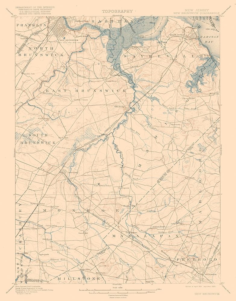 New Brunswick New Jersey Quad - USGS 1901