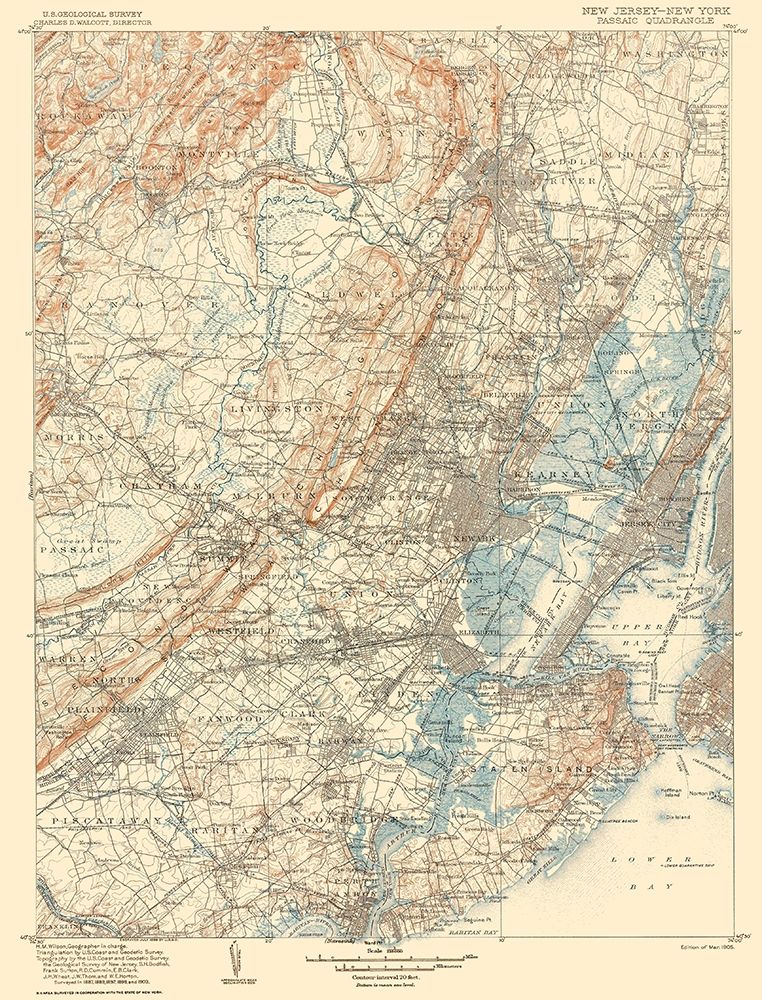 Passaic New Jersey New York Quad - USGS 1905