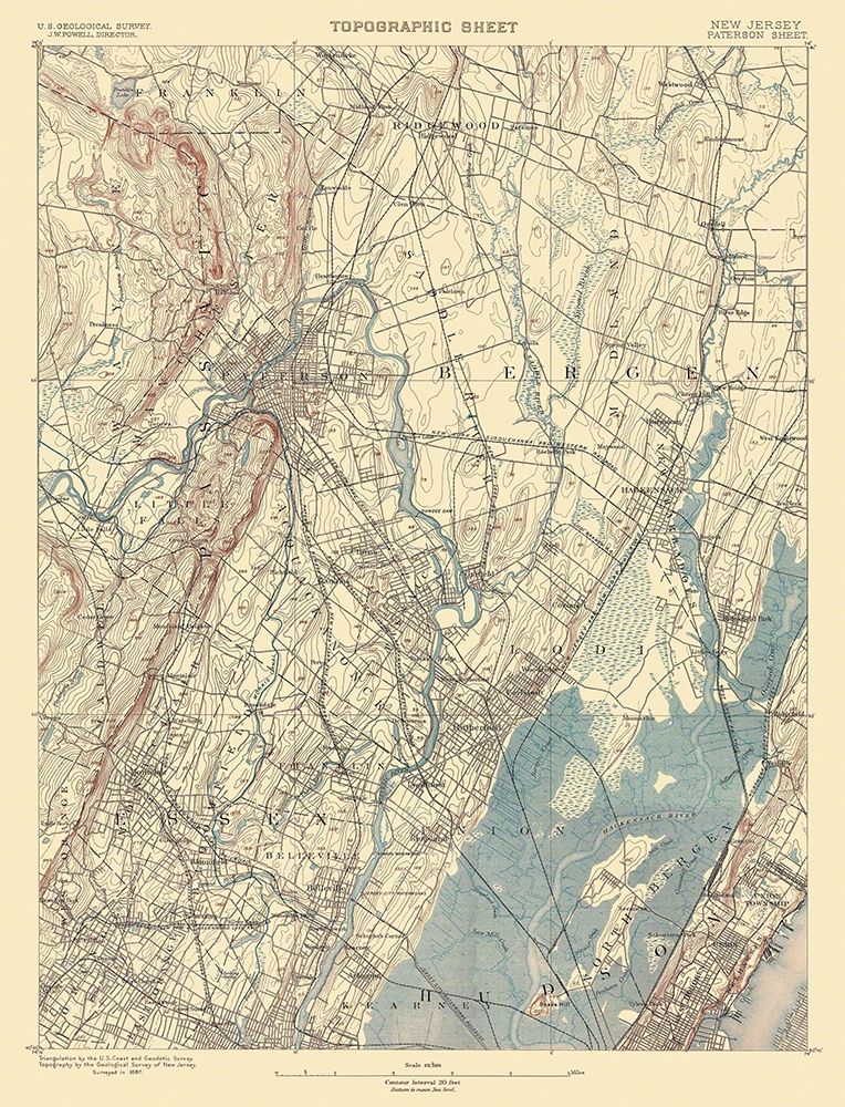 Paterson New Jersey Quad - USGS 1887