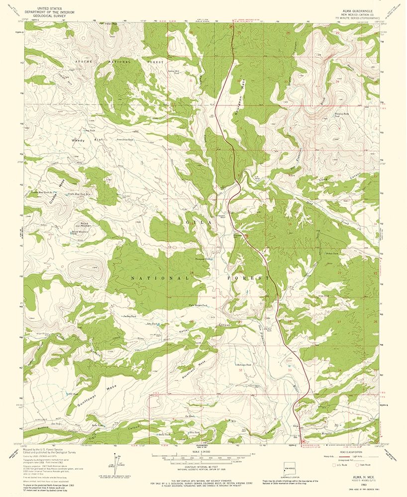 Alma New Mexico Quad - USGS 1963