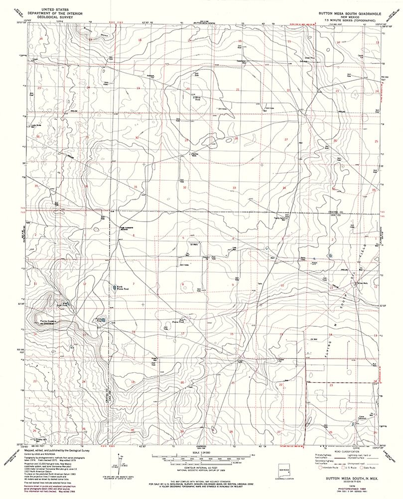South Button Mesa New Mexico Quad - USGS 1979