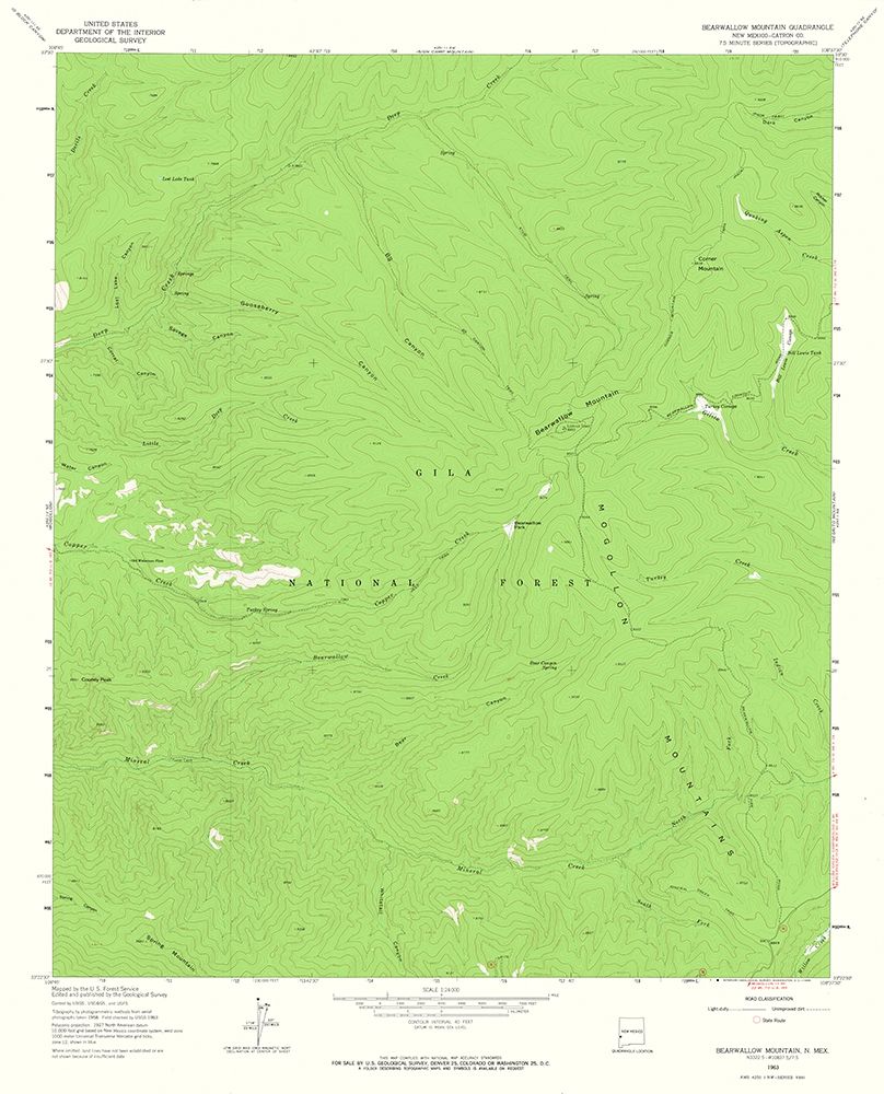 Bearwallow Mountain New Mexico Quad - USGS 1963