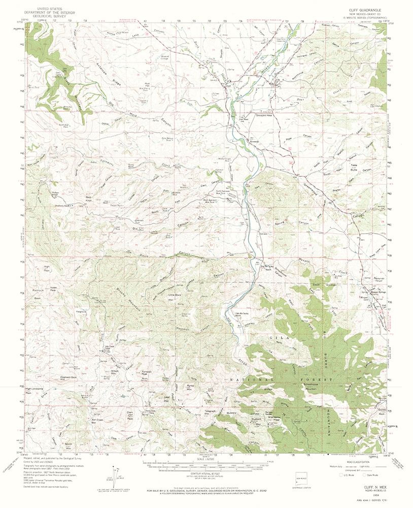 Cliff New Mexico Quad - USGS 1959