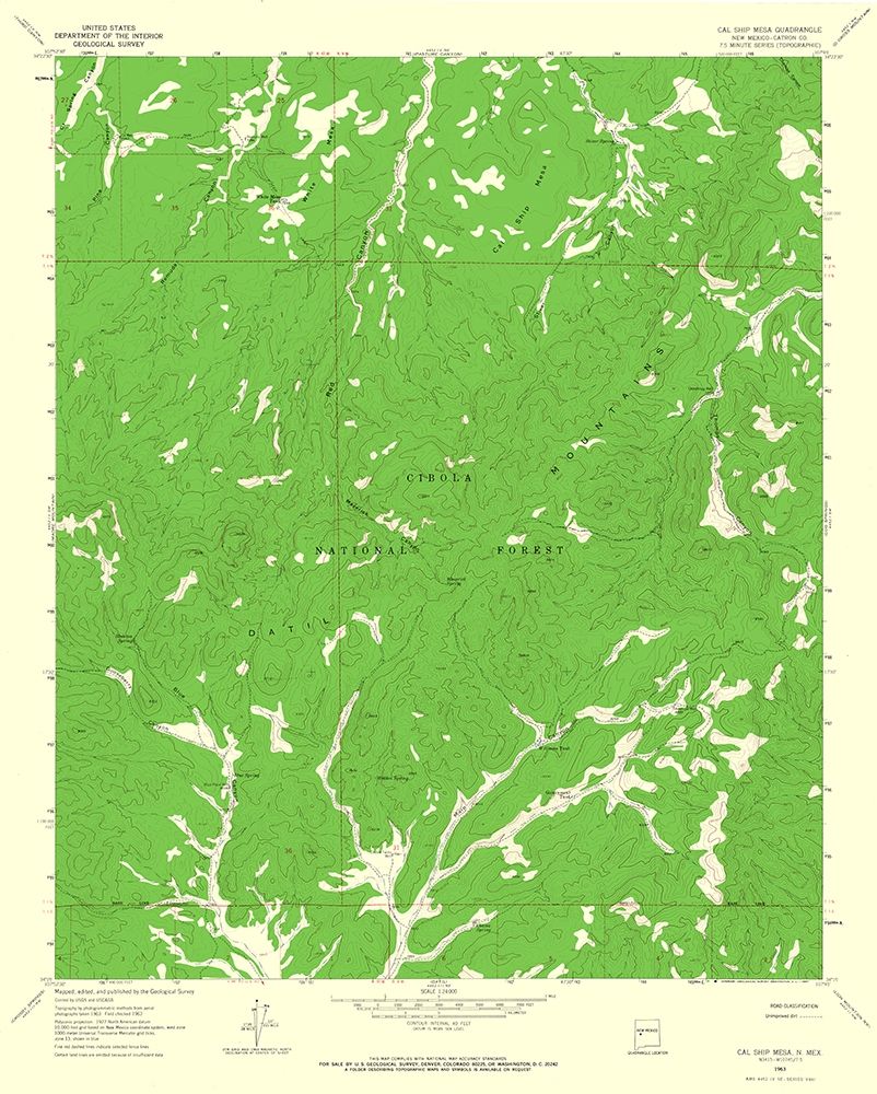 Cal Ship Mesa New Mexico Quad - USGS 1963