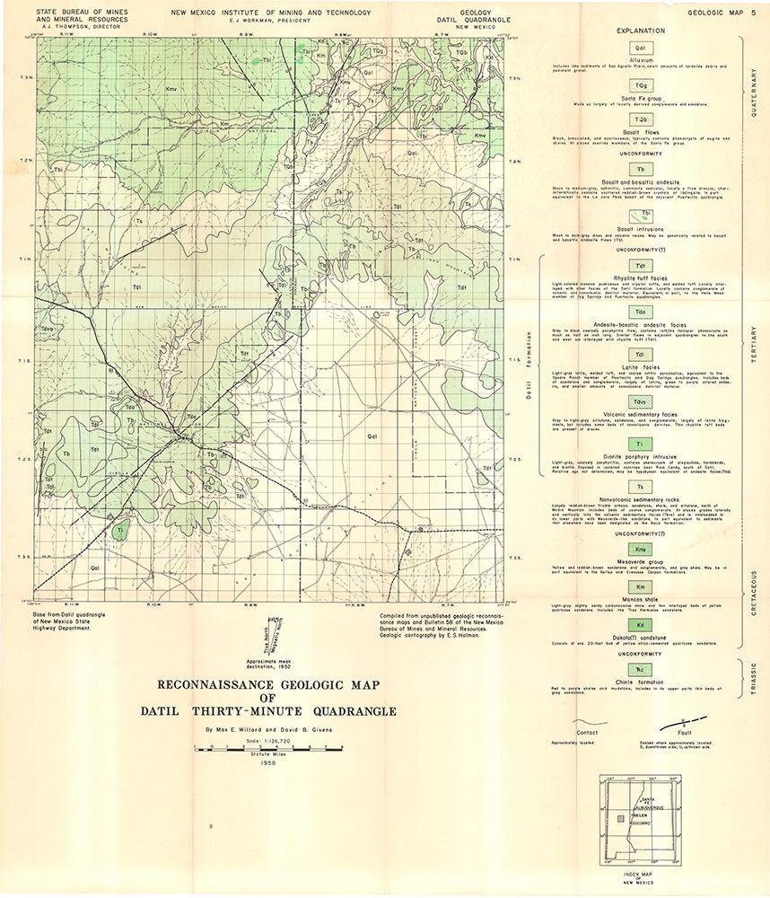 Datil Quad New Mexico Mines - Willard 1958