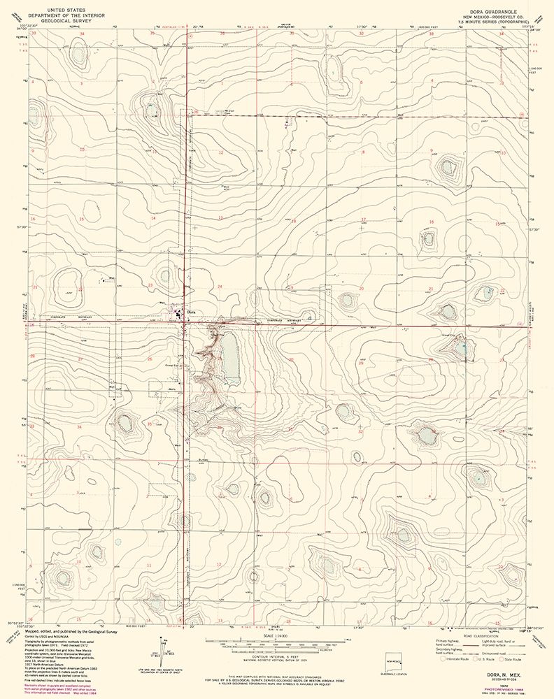 Dora New Mexico Quad - USGS 1972