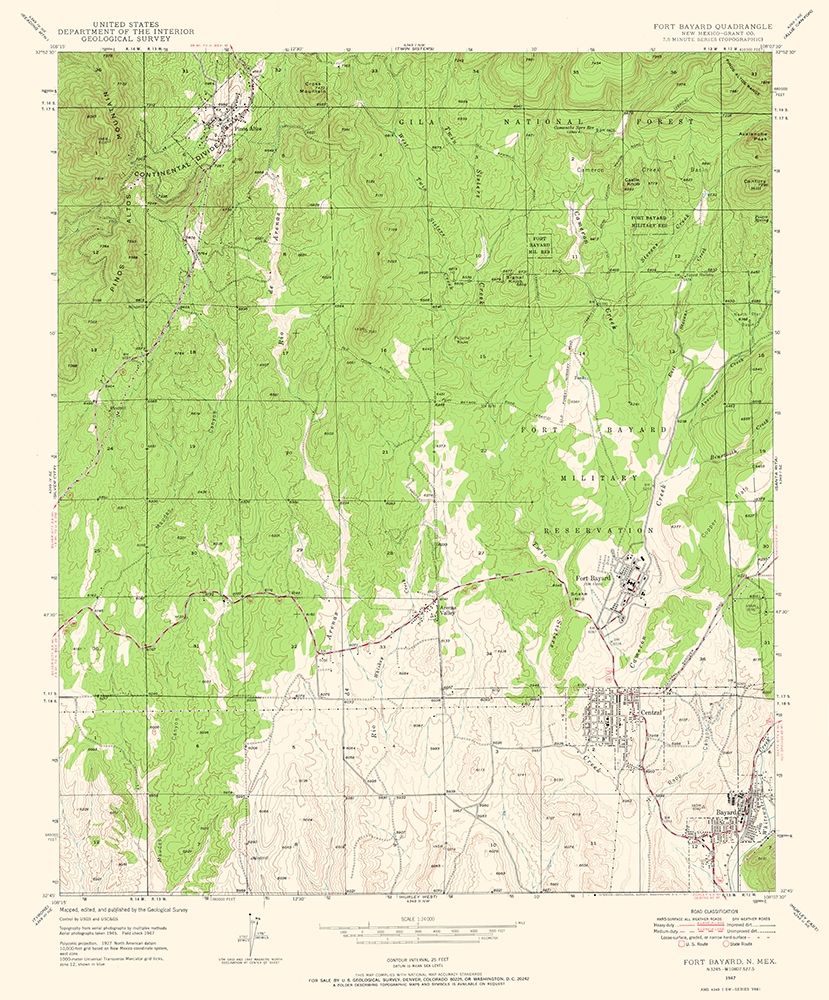 Fort Bayard New Mexico Quad - USGS 1947