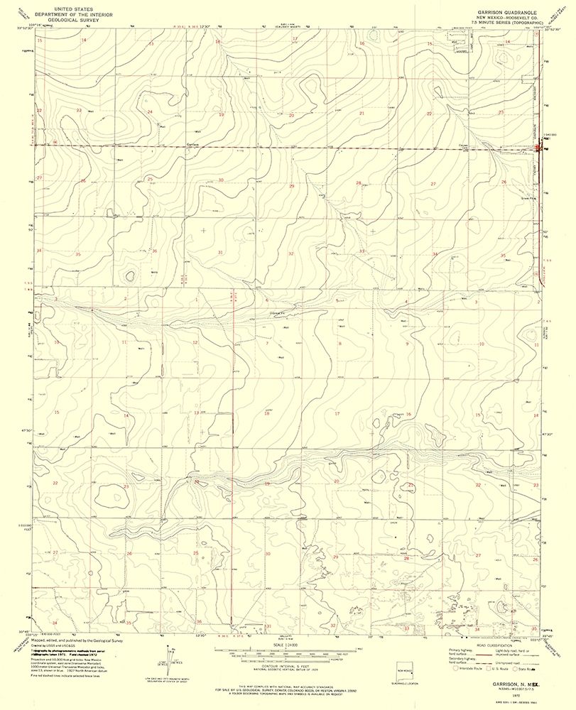 Garrison New Mexico Quad - USGS 1972