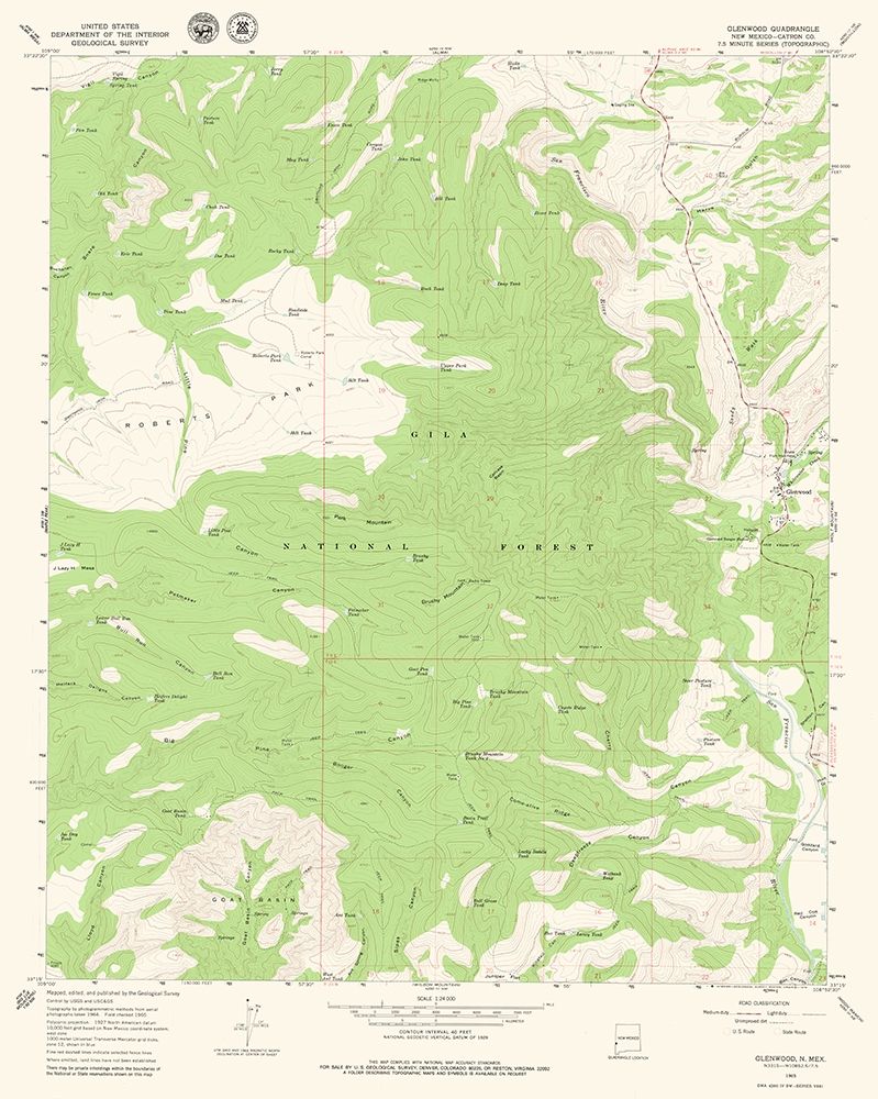 Glenwood New Mexico Quad - USGS 1965