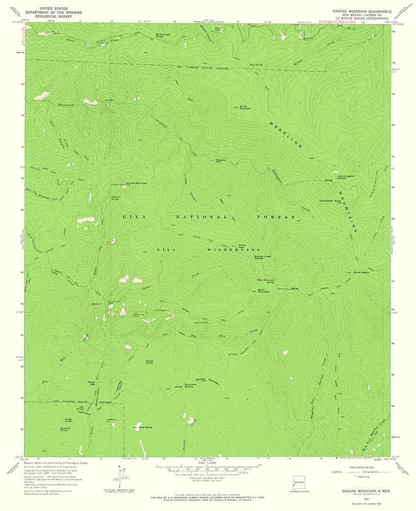 Grouse Mountain New Mexico Quad - USGS 1965