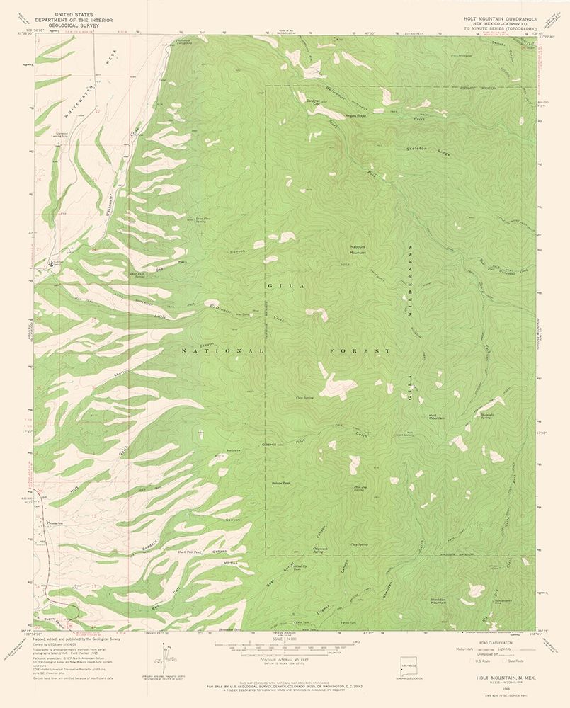 Holt Mountain New Mexico Quad - USGS 1965
