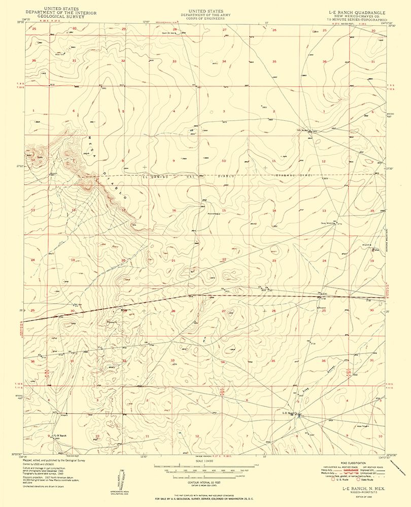 L-E Ranch Chaves County New Mexico Quad - USGS