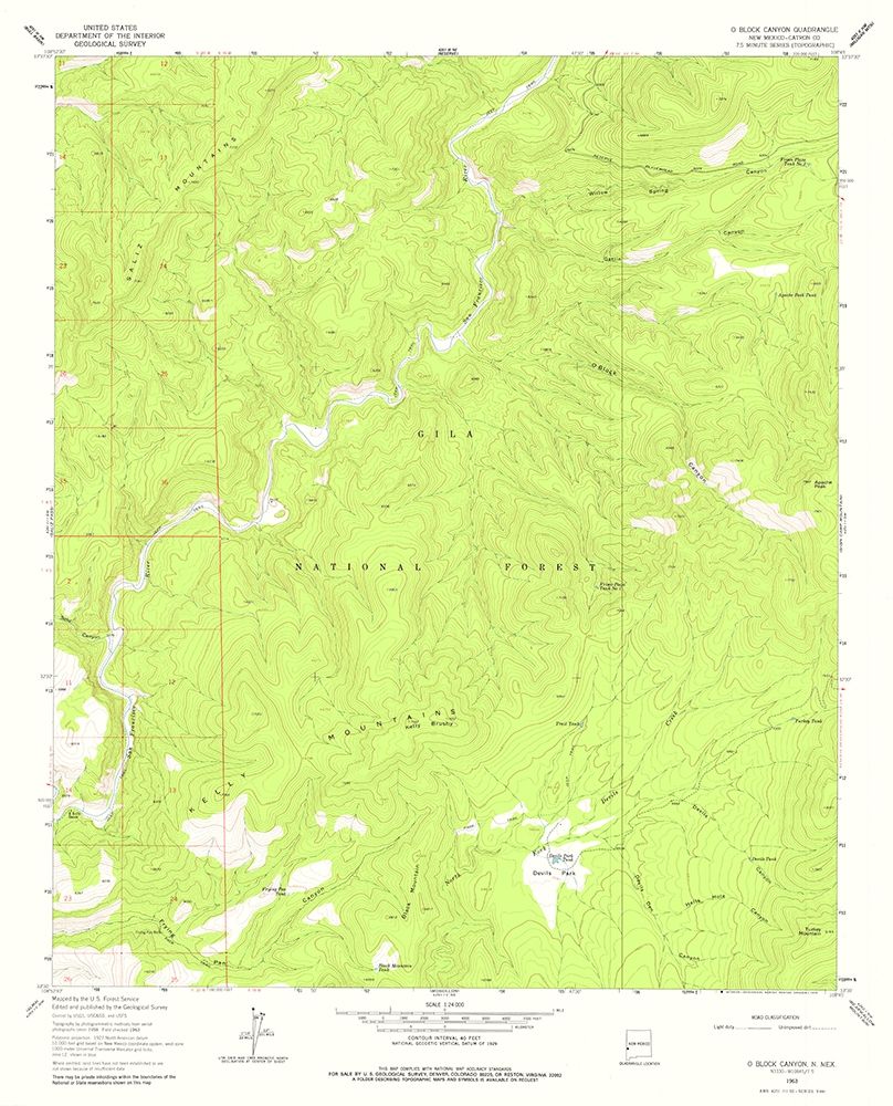 O Block Canyon New Mexico Quad - USGS 1963