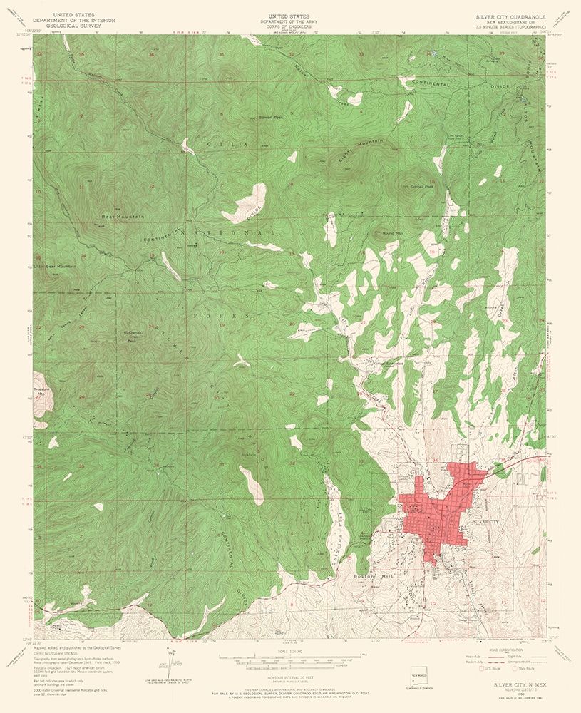 Silver City New Mexico Quad - USGS 1950