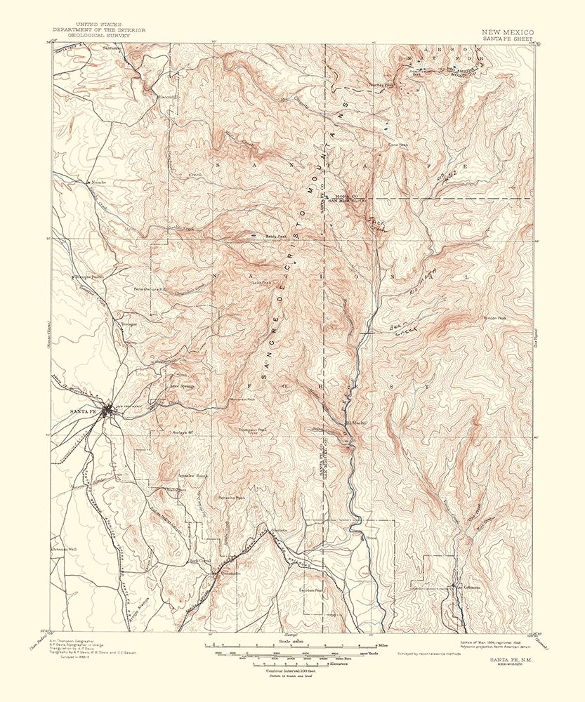 Santa Fe New Mexico Sheet - USGS 1948