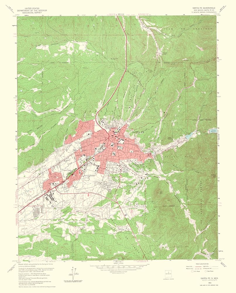 Santa Fe New Mexico Quad - USGS 1964