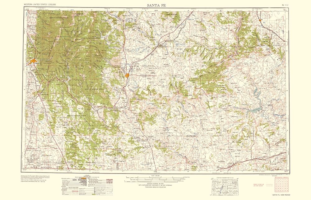 Santa Fe New Mexico Quad - USGS 1958