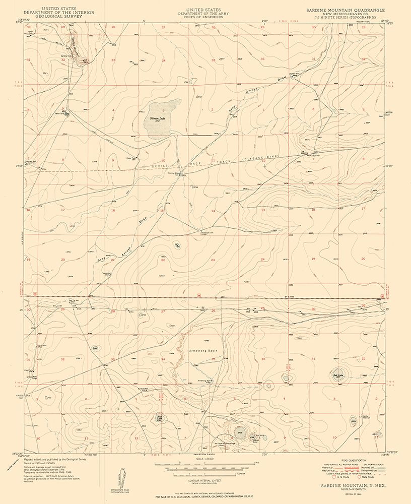 Sardine Mountain New Mexico Quad - USGS 1949