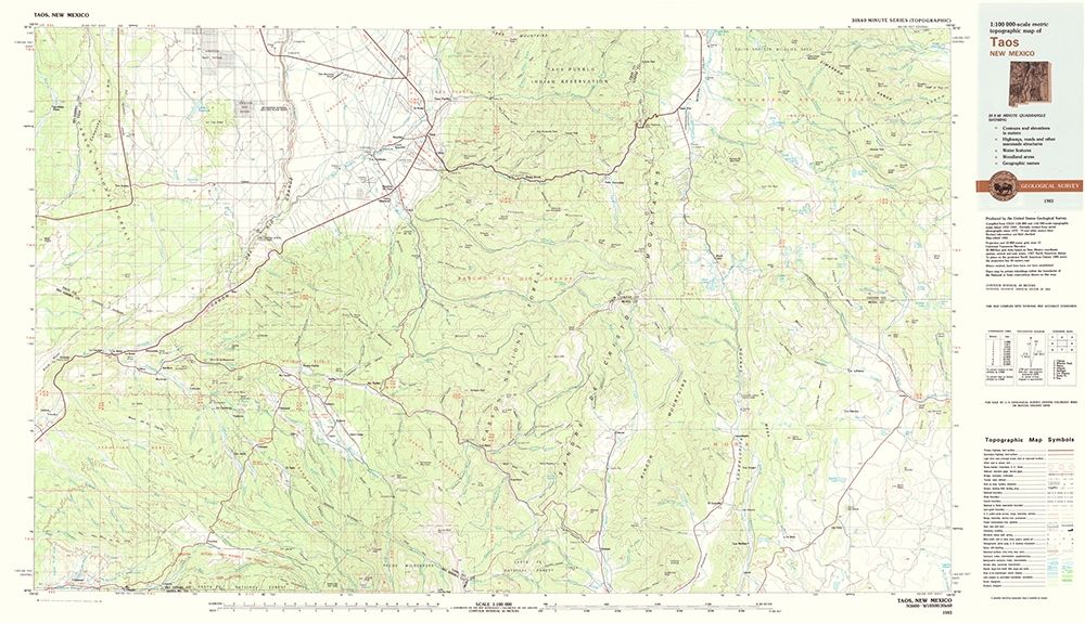 Taos New Mexico Quad - USGS 1983