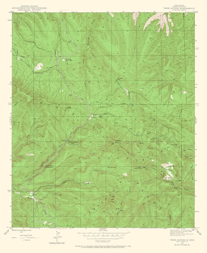 Twin Sisters New Mexico Quad - USGS 1947